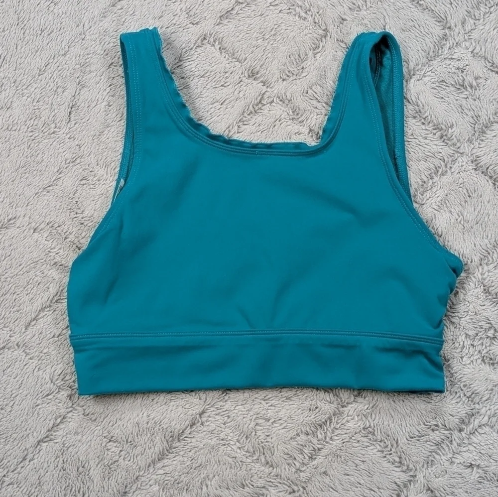 Free People Sports Bra Women's S Blue Wavy Waters Hearts Aflutter Brami Yoga